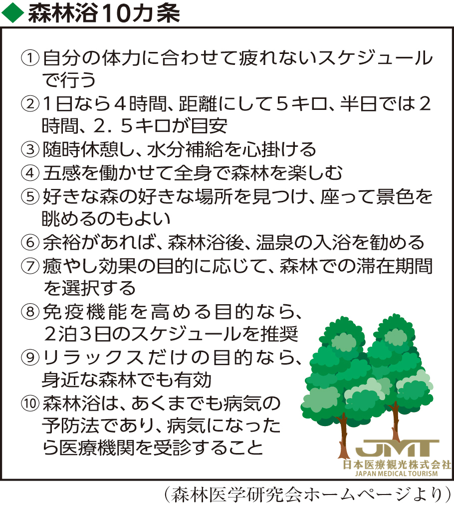 JMT日本医疗-用森林浴增进健康，通过五感刺激全身放松