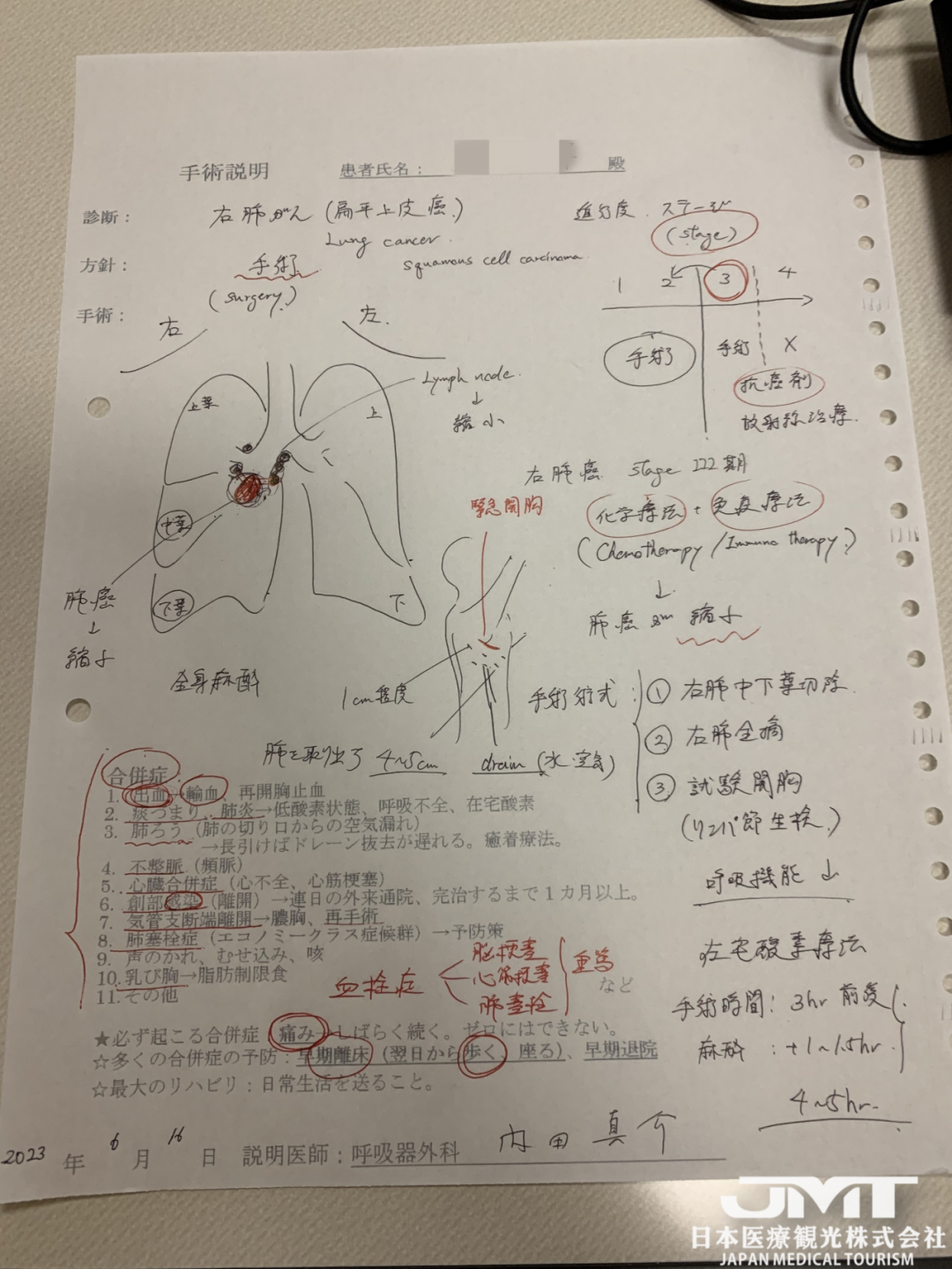 JMT日本医疗——一位3期肺癌患者的日本手术案例-顺天堂医院